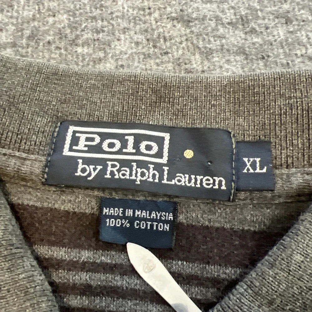 Polo Ralph Lauren Polo Shirt Men's XL Gray Striped Short‎ Sleeve Collared Casual
